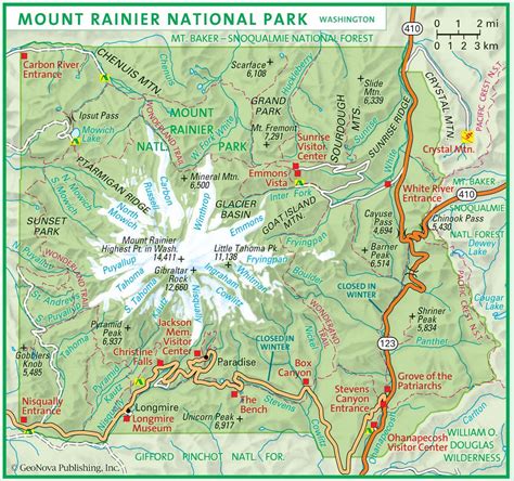 Map of Mt Rainier National Park